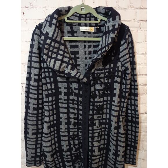 Charlie & Robin Anthropologie Midi Tunic Length Cardigan Sweater Coat Medium - Picture 2 of 13